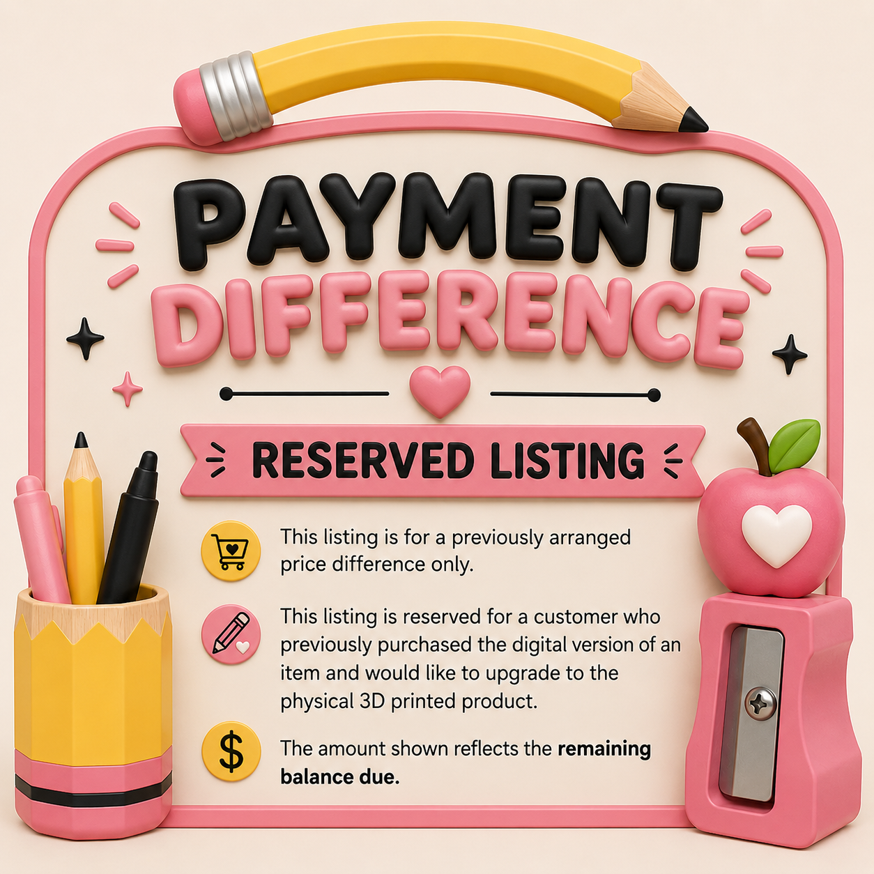 PAYMENT DIFFERENCE Reserved Listing