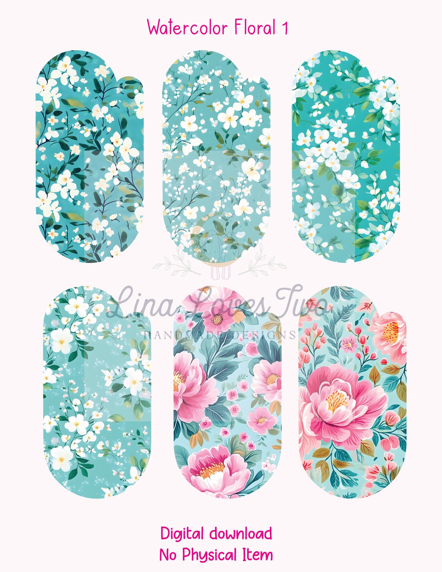 Watercolor Floral Paperclip PNG: Jumbo Sublimation Design (Digital Download)