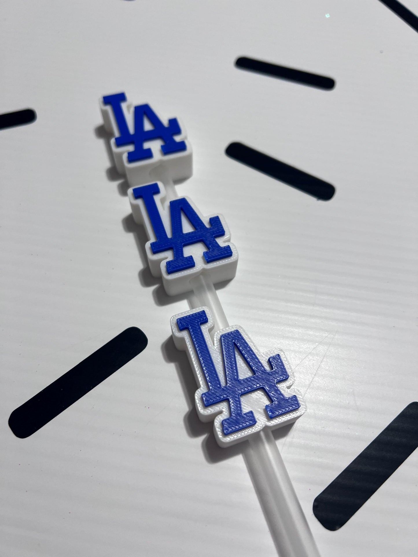 LA Logo Straw Topper: Baseball Fan Cup Charm by Lina Loves Two, handmade in Los Angeles CA