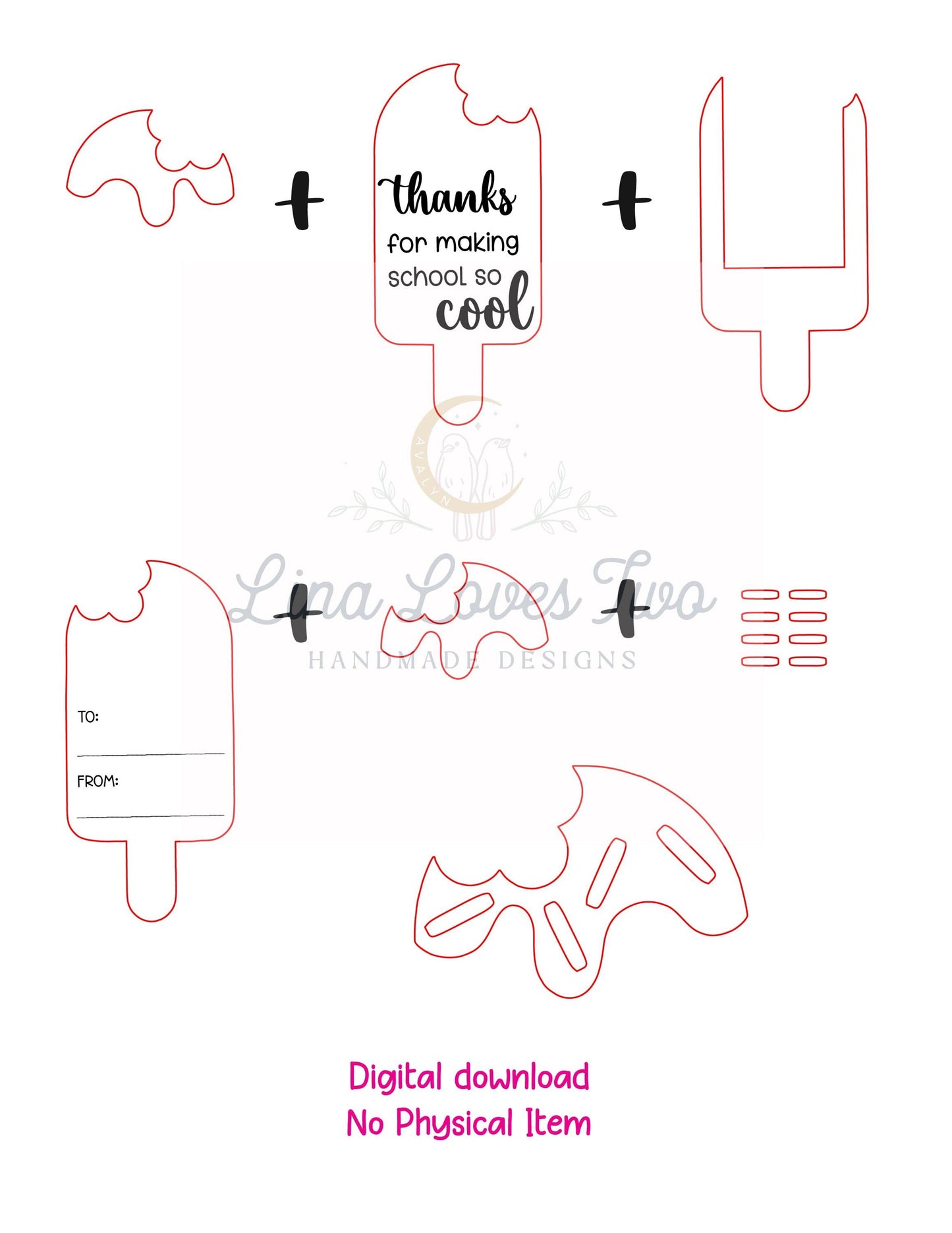 Popsicle Gift Card Holder SVG Template: Teacher Appreciation (Digital File)