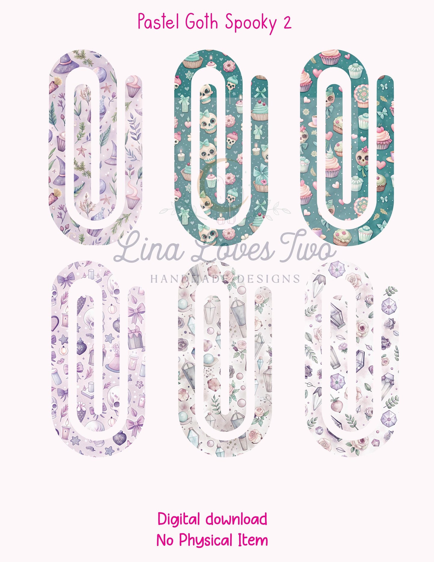 Pastel Goth Spooky 2 Theme Jumbo Paperclip PNG for Sublimation β Instant Digital Download