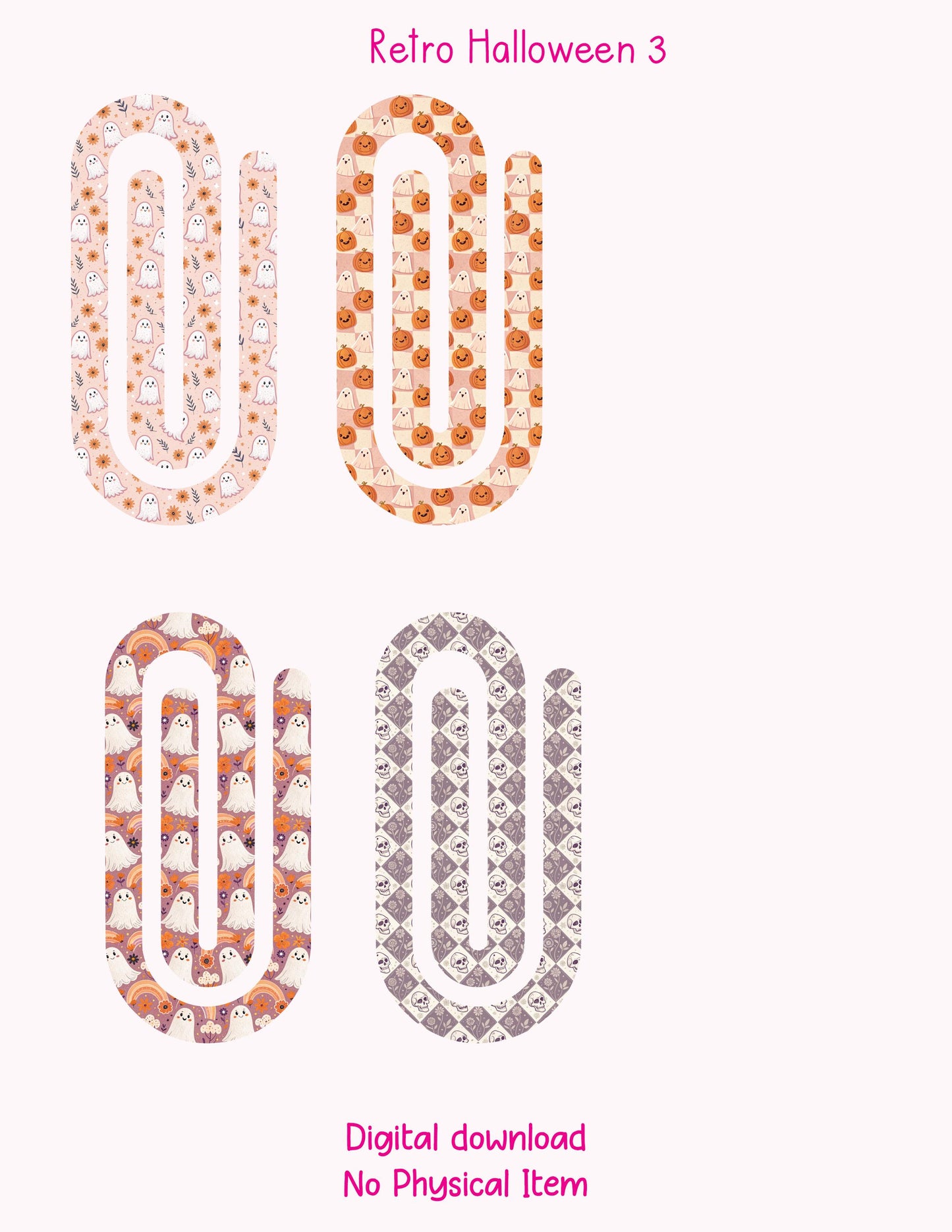 Retro Halloween 3 Theme Jumbo Paperclip PNG for Sublimation β Instant Digital Download