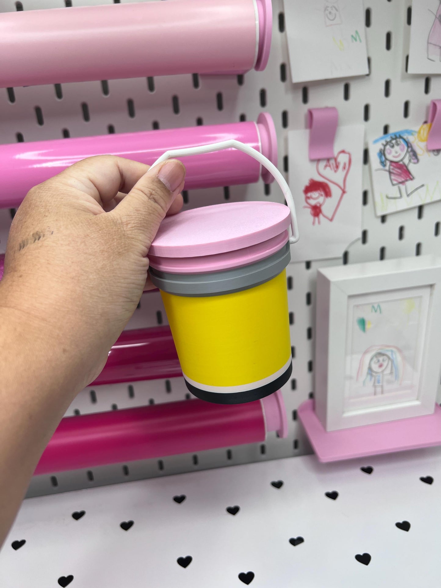 School Supplies Mini Buckets 3MF Files | Pencil | Crayon | Glue and Composition Buckets with Lids | Digital Download | Labels Included