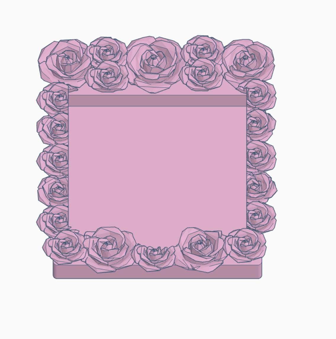 Rose Sticky Note Holder 3MF File | 3x3 Sticky Note Holder | Floral Desk Organizer STL | 3D Print Digital Download