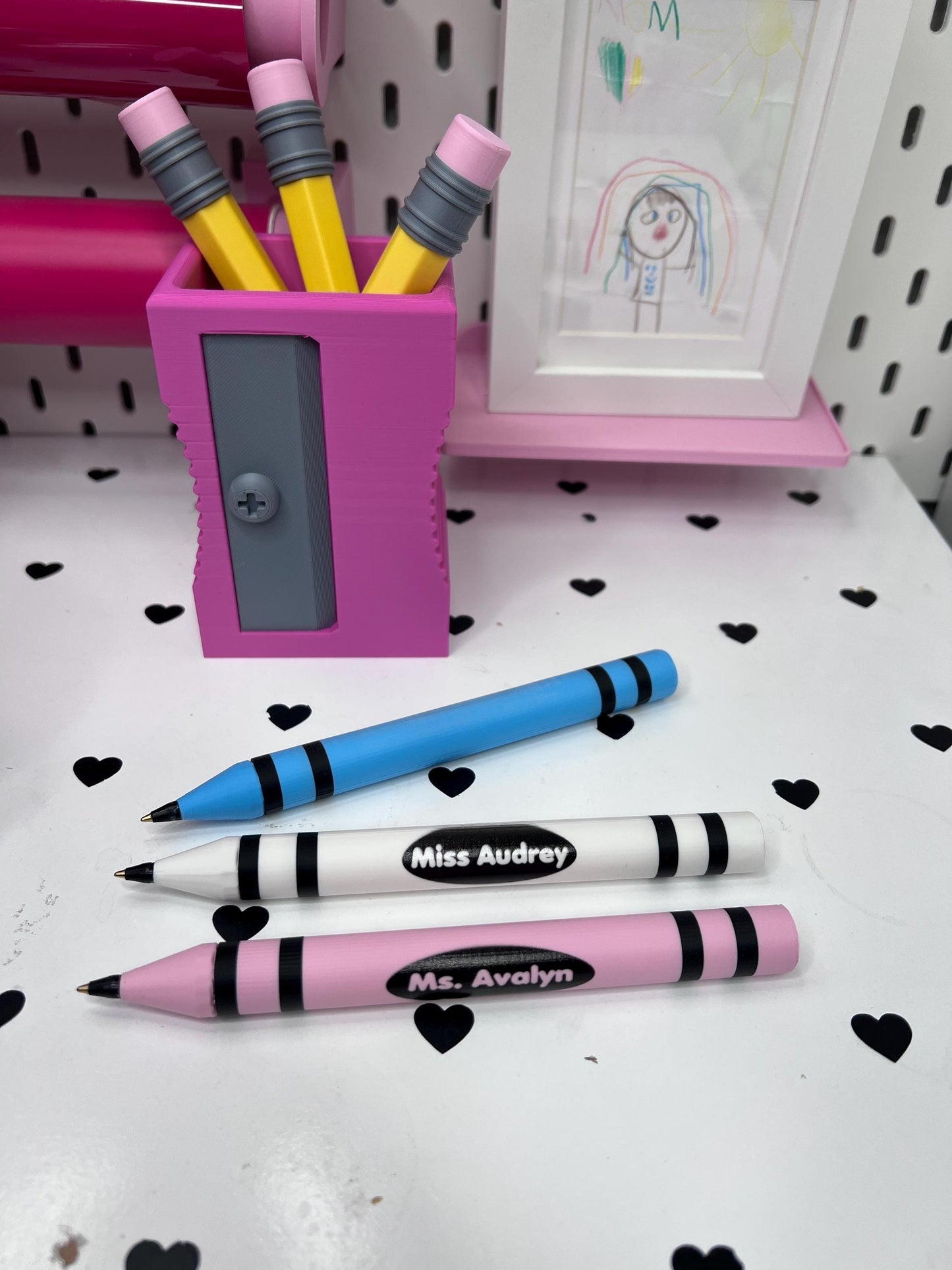 Personalized 3D Printed Crayon Pen | Refillable BIC Ink | Custom Name & Color | Teacher Gift | Reusable Ballpoint Pen