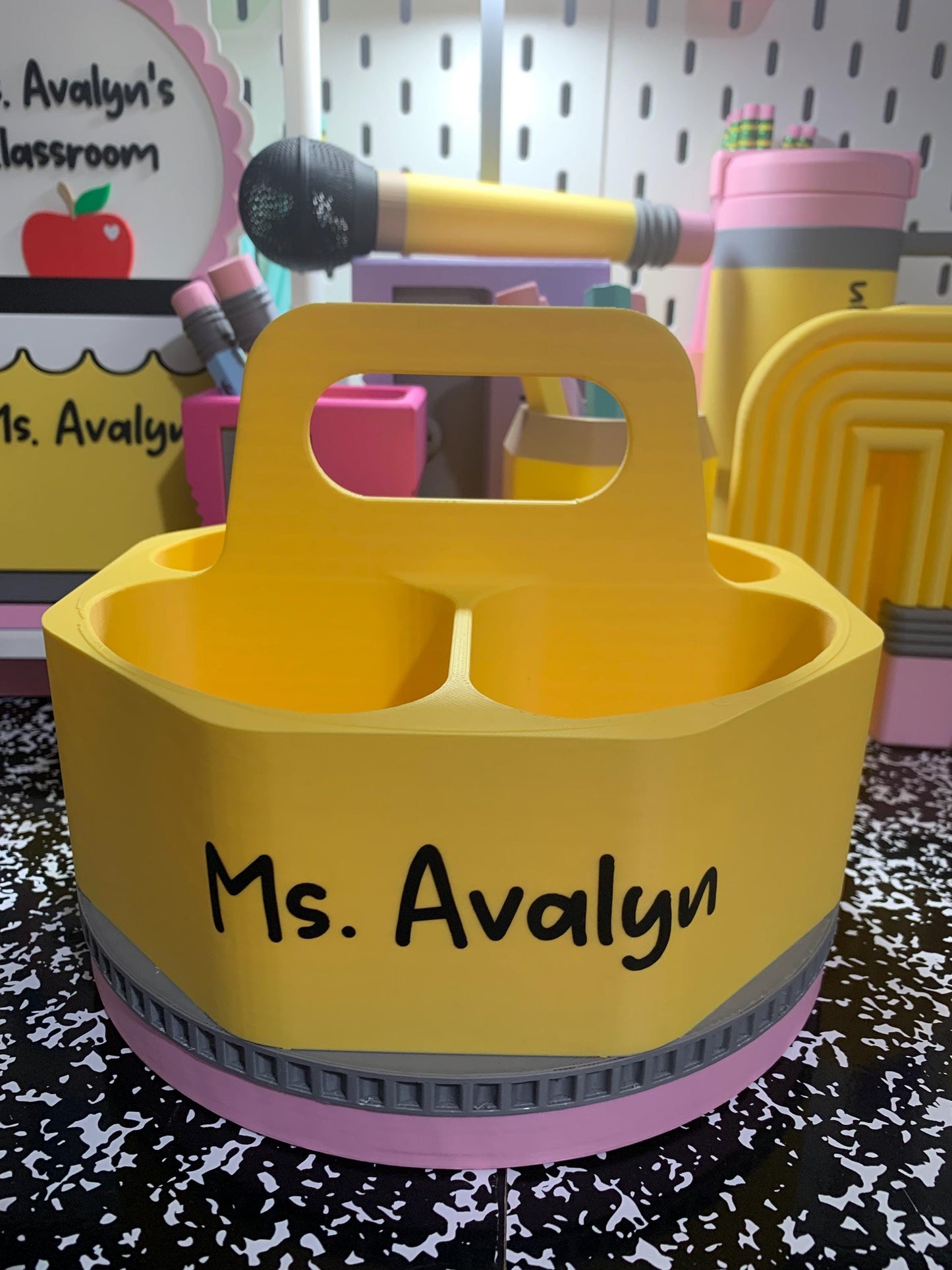 Personalized 3D Printed Organizer with Handle | Storage Caddy | Pencil Storage Caddy