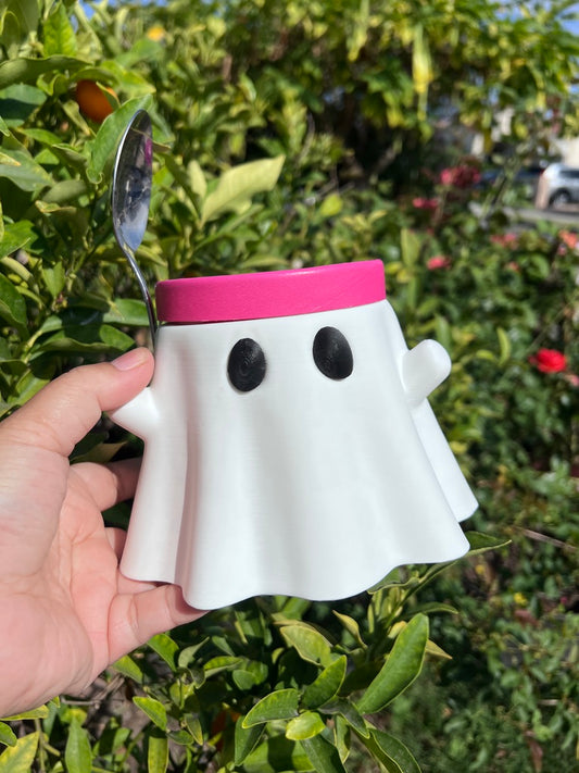 Ghost Ice Cream Pint Holder | Ice Cream Sleeve | Spooky Ghost Ice Cream Pint Holder | Halloween Pint Cozy with Spoon Slot