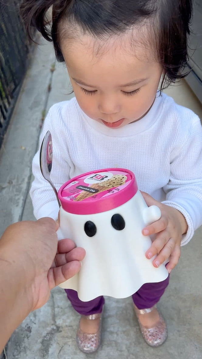 Ghost Ice Cream Pint Holder | Ice Cream Sleeve | Spooky Ghost Ice Cream Pint Holder | Halloween Pint Cozy with Spoon Slot