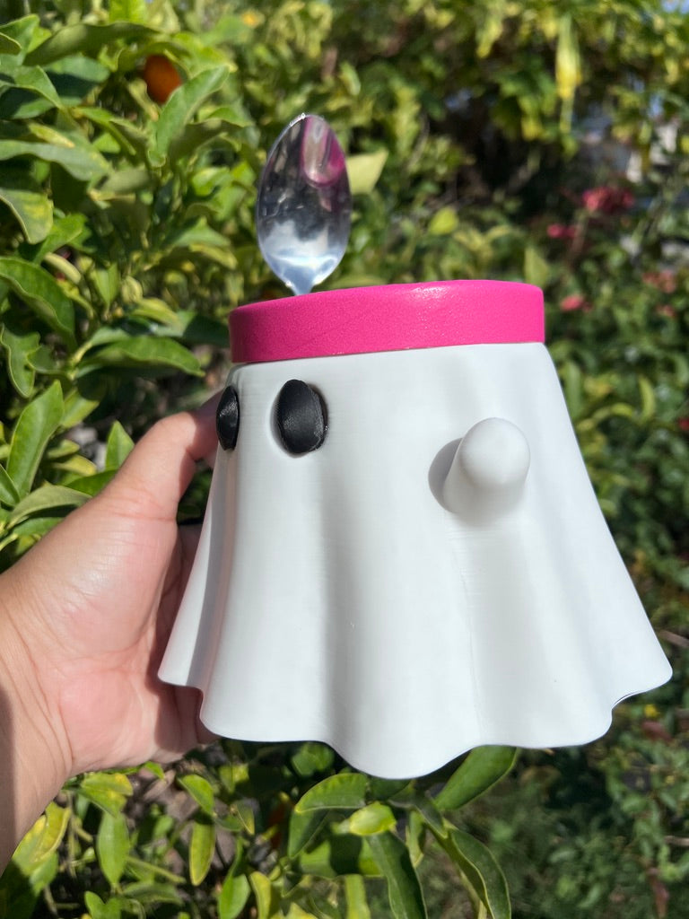 Ghost Ice Cream Pint Holder | Ice Cream Sleeve | Spooky Ghost Ice Cream Pint Holder | Halloween Pint Cozy with Spoon Slot