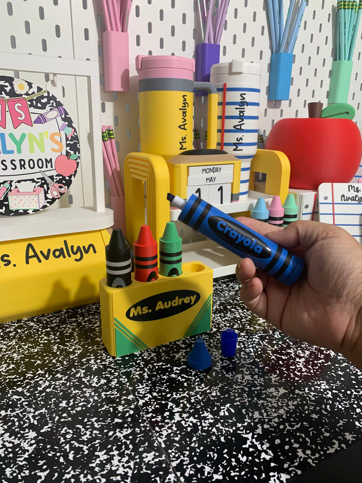 Crayon Dry Eraser Marker Holder, Magnetic Dry Erase Marker Holder, Personalized Teacher Gift, Classroom Whiteboard Accessory, Teacher Desk Gift