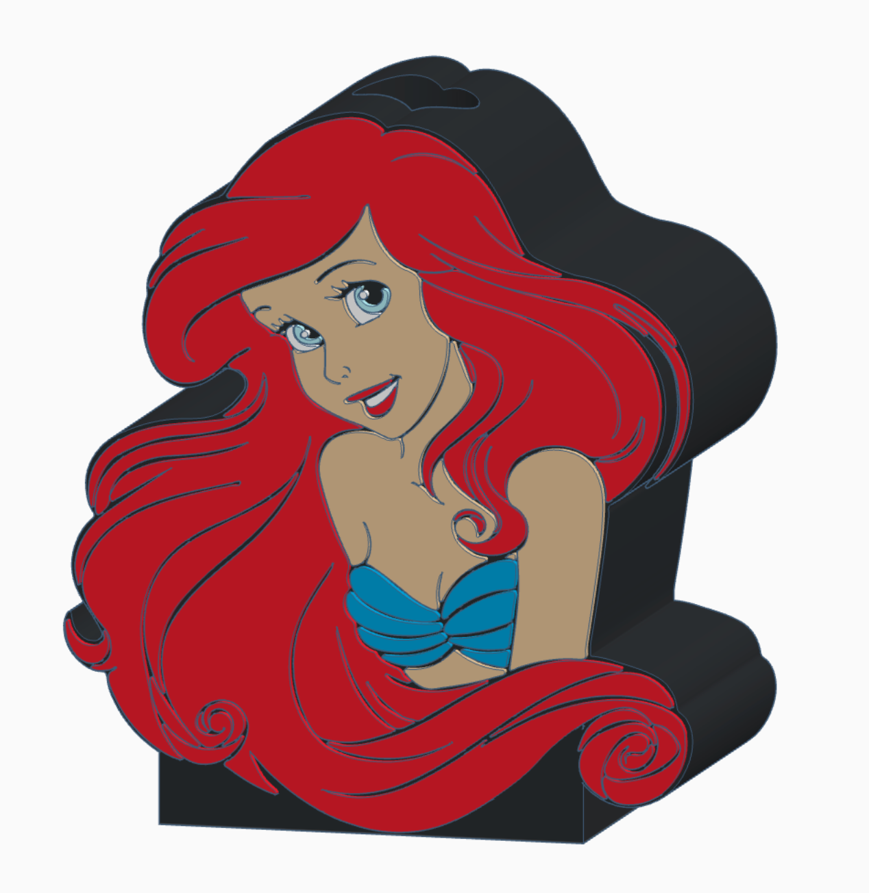 Ariel Princess Lamp Base &amp; Shade 3MF File | Puck Light Compatible | Digital Download