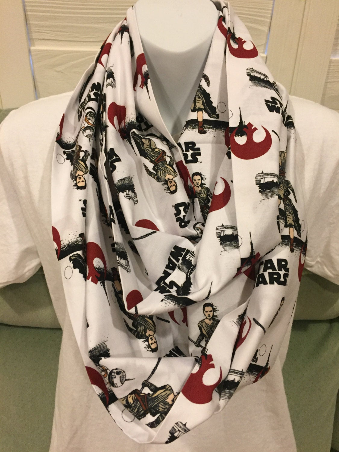 Rey & BB-8 Star Wars Infinity Scarf - Handmade Cotton Accessory
