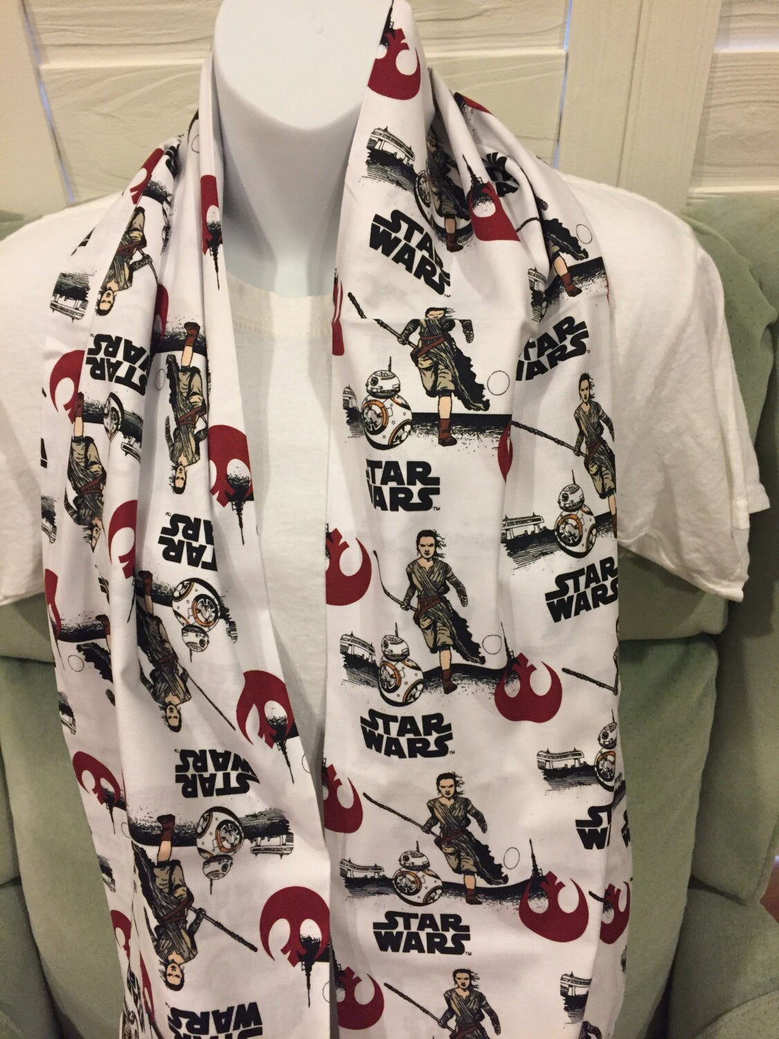 Rey & BB-8 Star Wars Infinity Scarf - Handmade Cotton Accessory