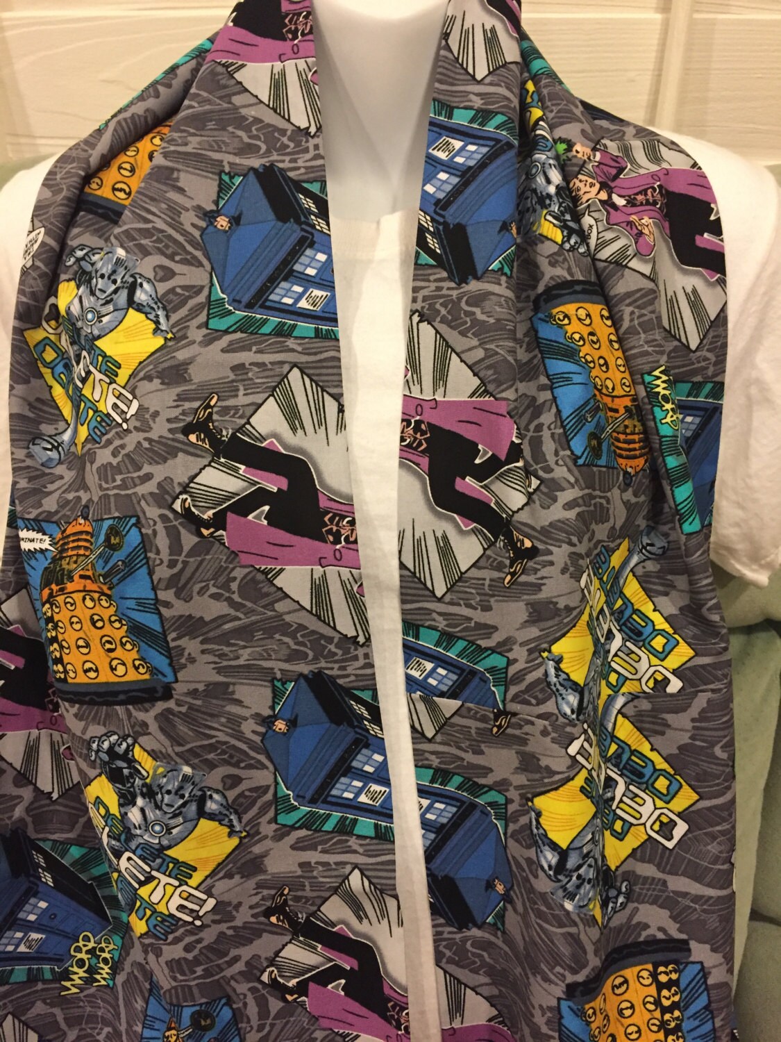 Doctor Who Infinity Scarf: Handmade Cotton Sci-Fi Print