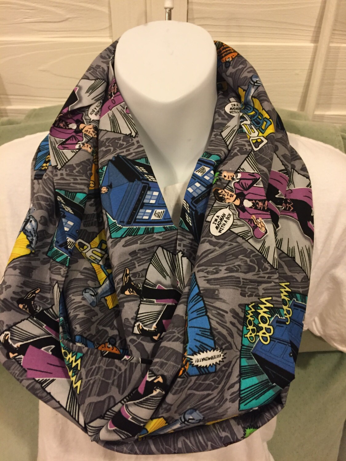 Doctor Who Infinity Scarf: Handmade Cotton Sci-Fi Print
