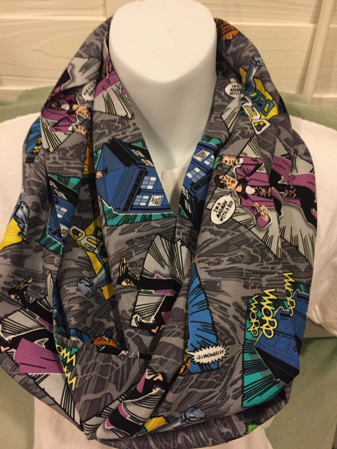 Doctor Who Infinity Scarf: Handmade Cotton Sci-Fi Print