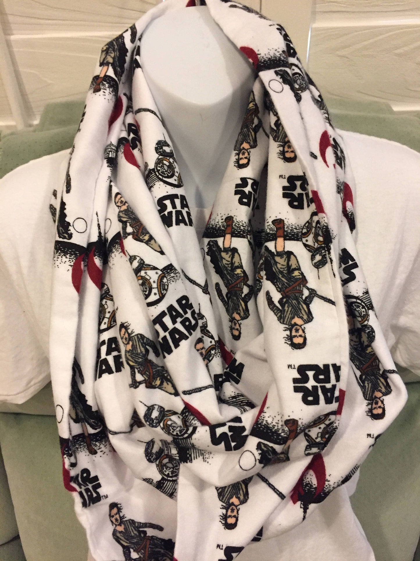 Star Wars VII Rey and BB8 Flannel Fleece Infinity Scarf - Galactic Fashion Accessory