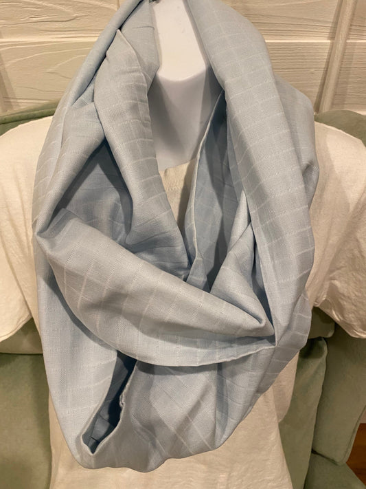 Handmade Baby Blue Cotton Infinity Scarf: Lightweight Muslin Scarf
