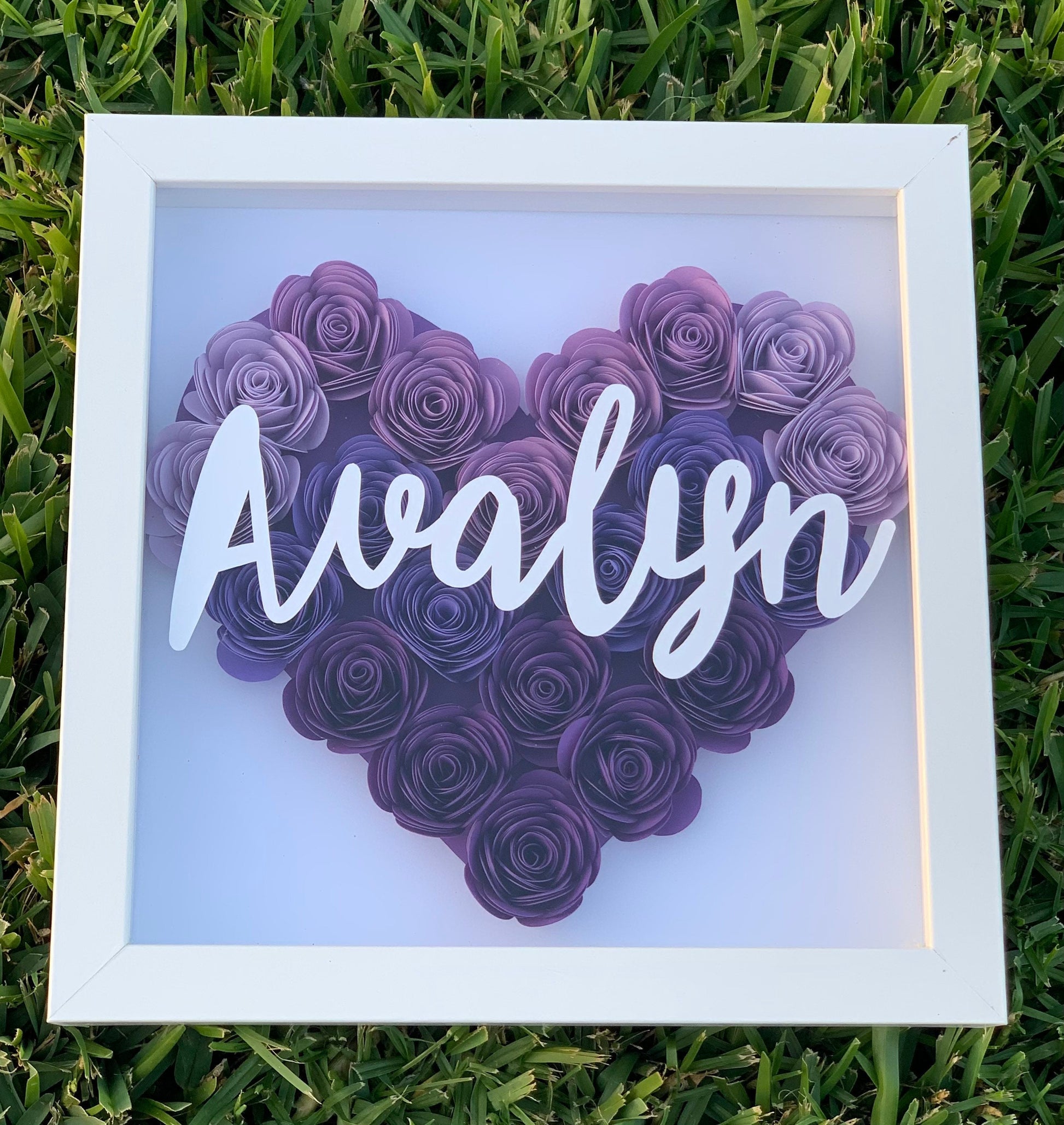 Blooms of Love: Heart-Shaped Flower Box - Personalized Shadow Box for Every Occasion Mother's Day, Anniversary, Birthday, Baby, Valentine’s by Lina Loves Two, handmade in Los Angeles CA
