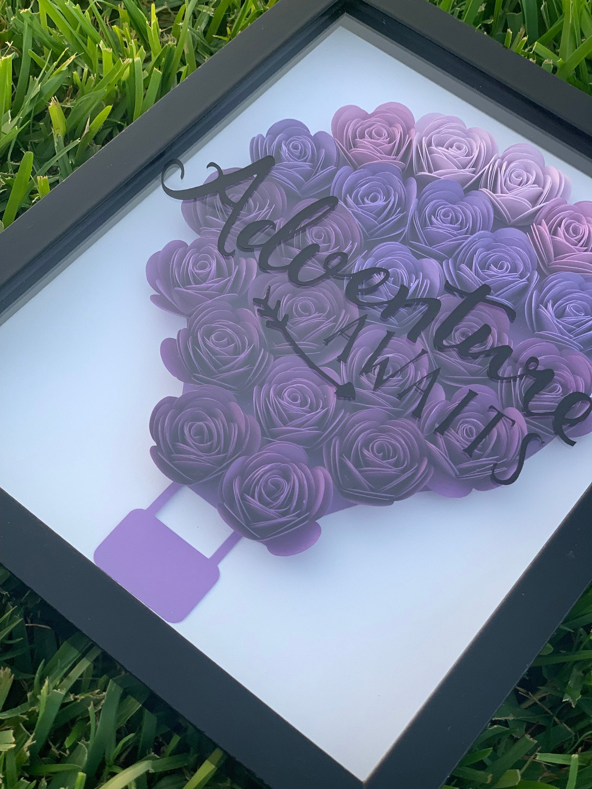 Embrace Adventure with Floral Delight: 3D Wall Decor Shadow Box adorned with Unique Paper Flowers by Lina Loves Two, handmade in Los Angeles CA