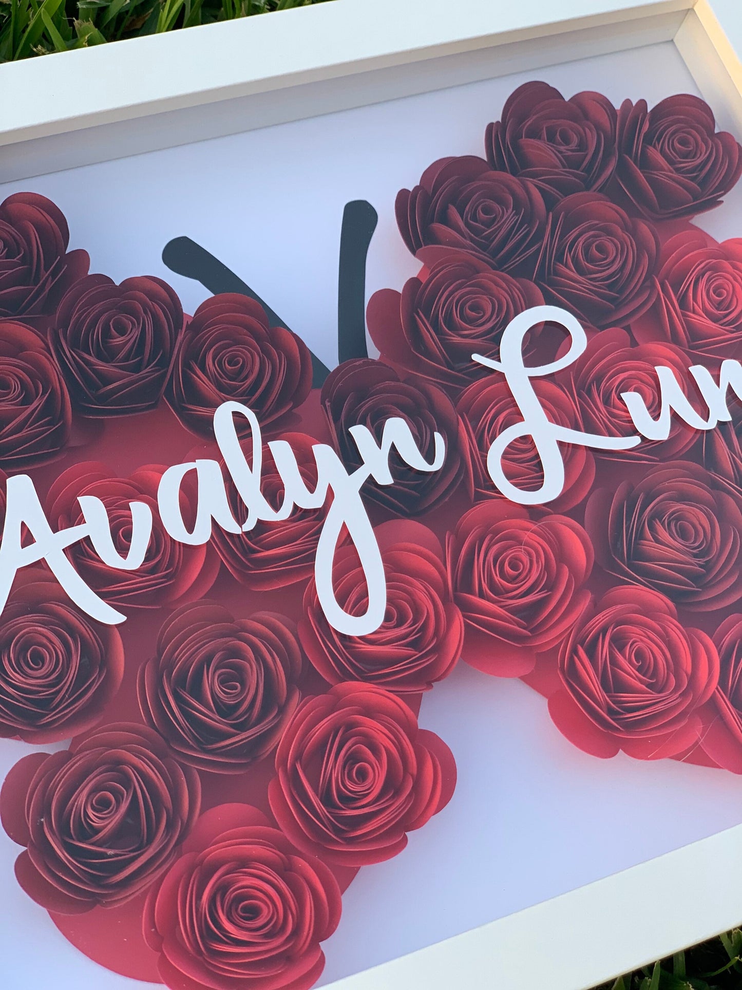 Fluttering Elegance: Butterfly Flower Box - Custom Paper Shadow Box for Mother's Day, Anniversary, Birthday, Baby, Valentine’s by Lina Loves Two, handmade in Los Angeles CA