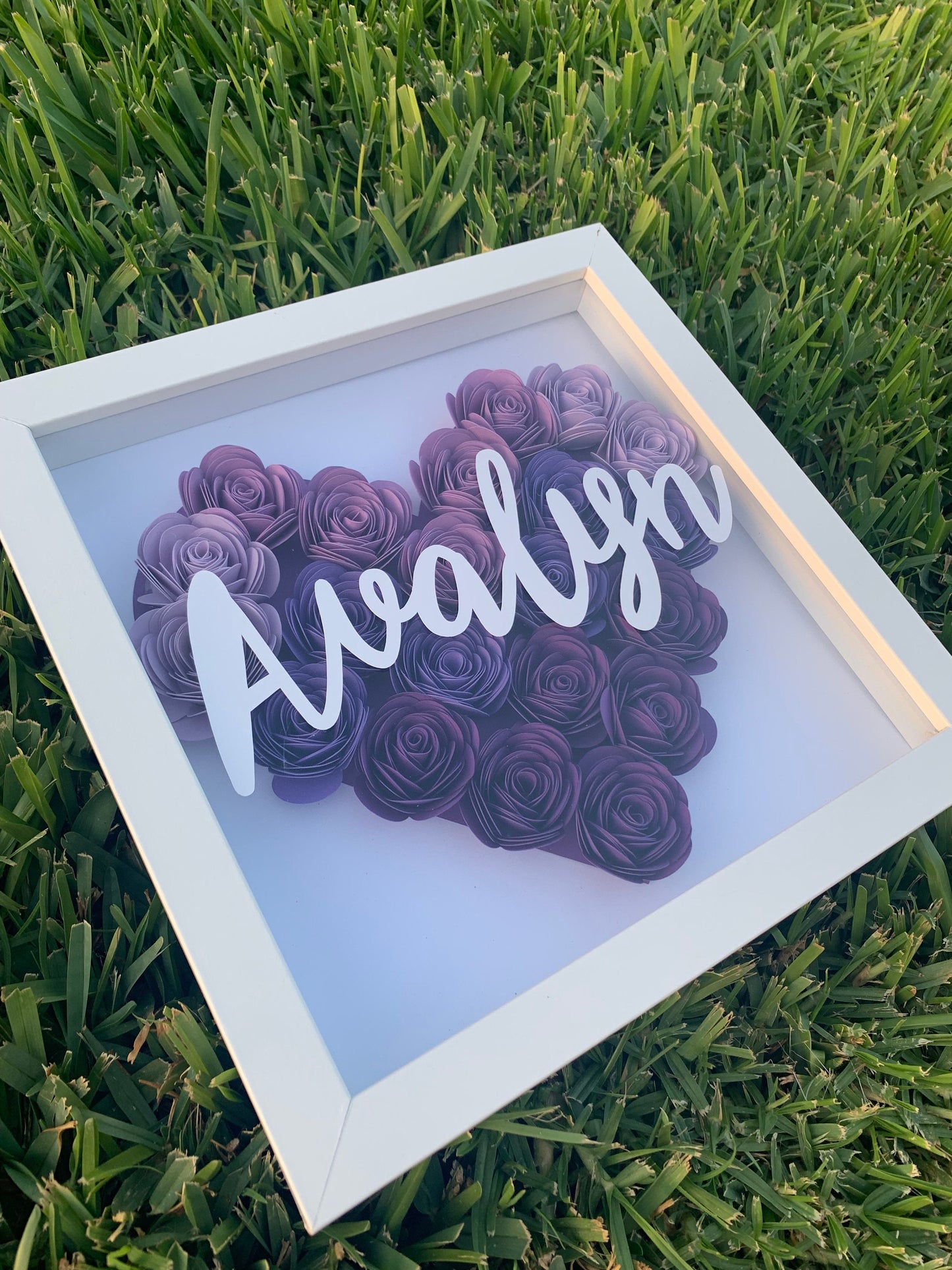Blooms of Love: Heart-Shaped Flower Box - Personalized Shadow Box for Every Occasion Mother's Day, Anniversary, Birthday, Baby, Valentine’s by Lina Loves Two, handmade in Los Angeles CA