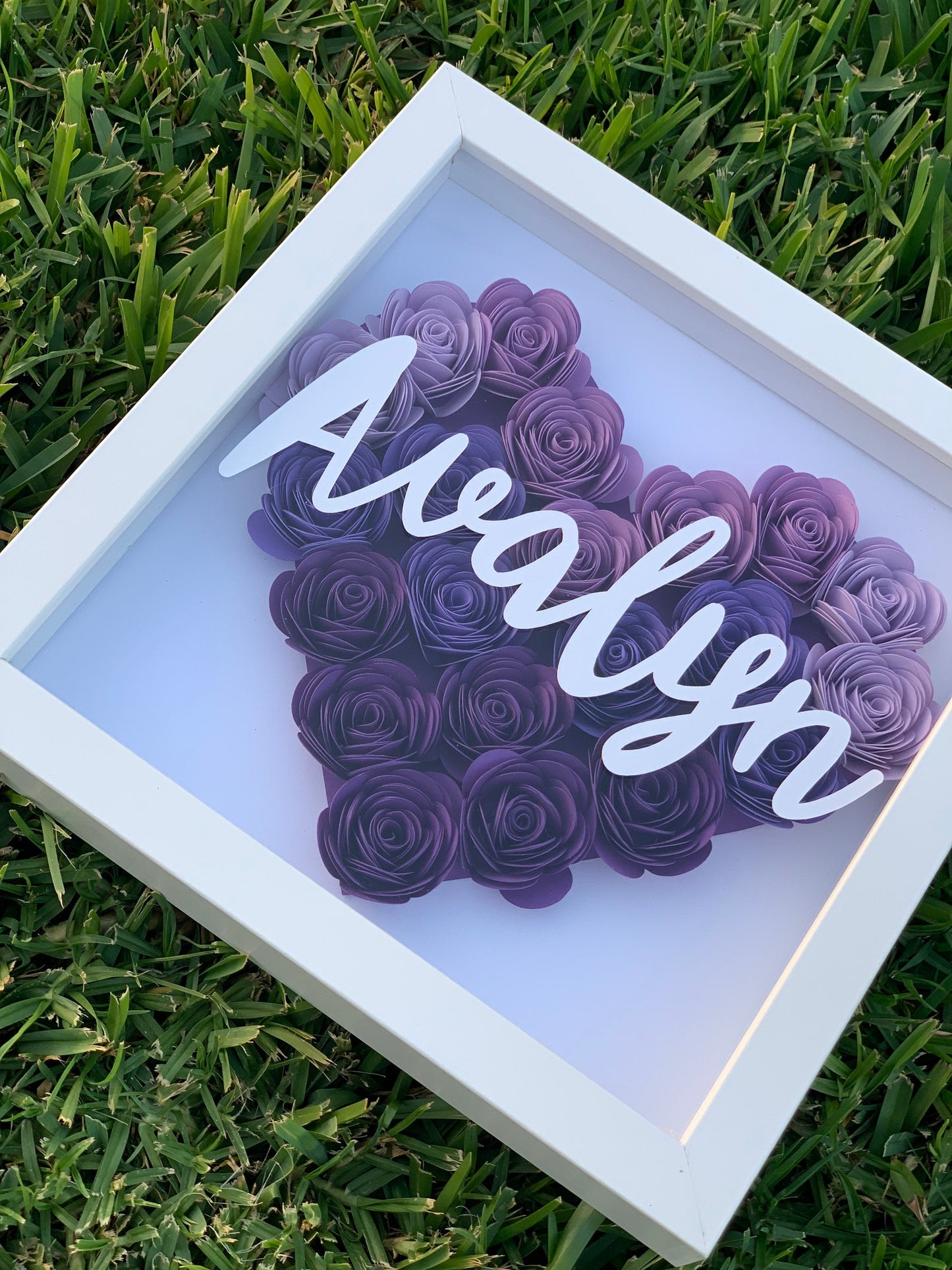 Blooms of Love: Heart-Shaped Flower Box - Personalized Shadow Box for Every Occasion Mother's Day, Anniversary, Birthday, Baby, Valentine’s by Lina Loves Two, handmade in Los Angeles CA