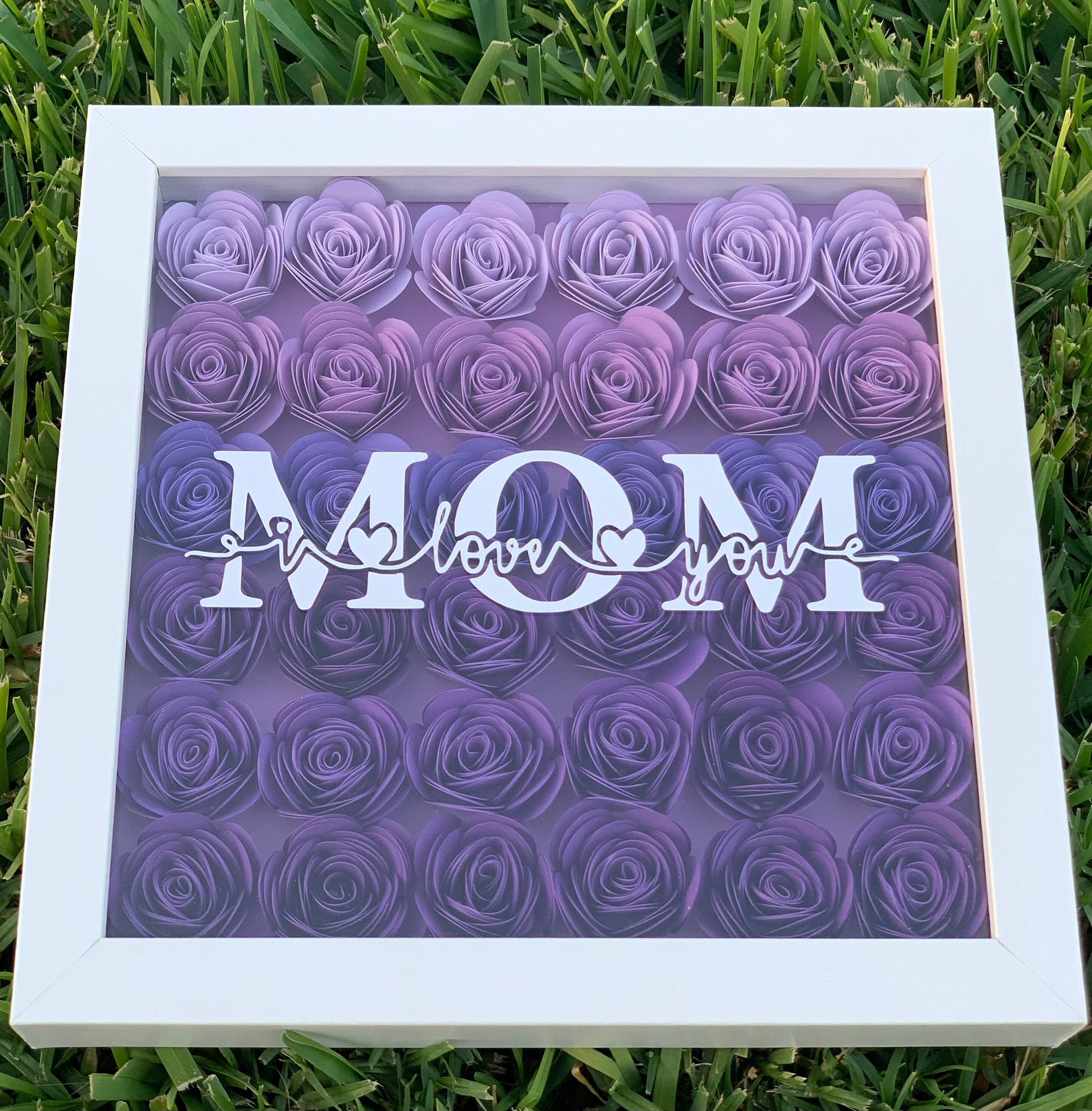 Personalized for Mom Flower Shadow Box - Unique Gift for Mom - Handcrafted Mom's Present | New Mom | Mother's Day Gifts | Gifts for Mom by Lina Loves Two, handmade in Los Angeles CA