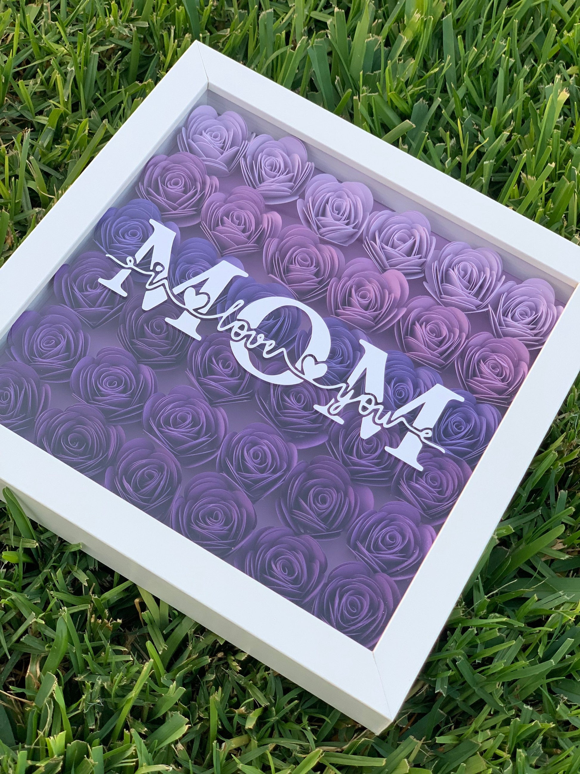 Personalized for Mom Flower Shadow Box - Unique Gift for Mom - Handcrafted Mom's Present | New Mom | Mother's Day Gifts | Gifts for Mom by Lina Loves Two, handmade in Los Angeles CA
