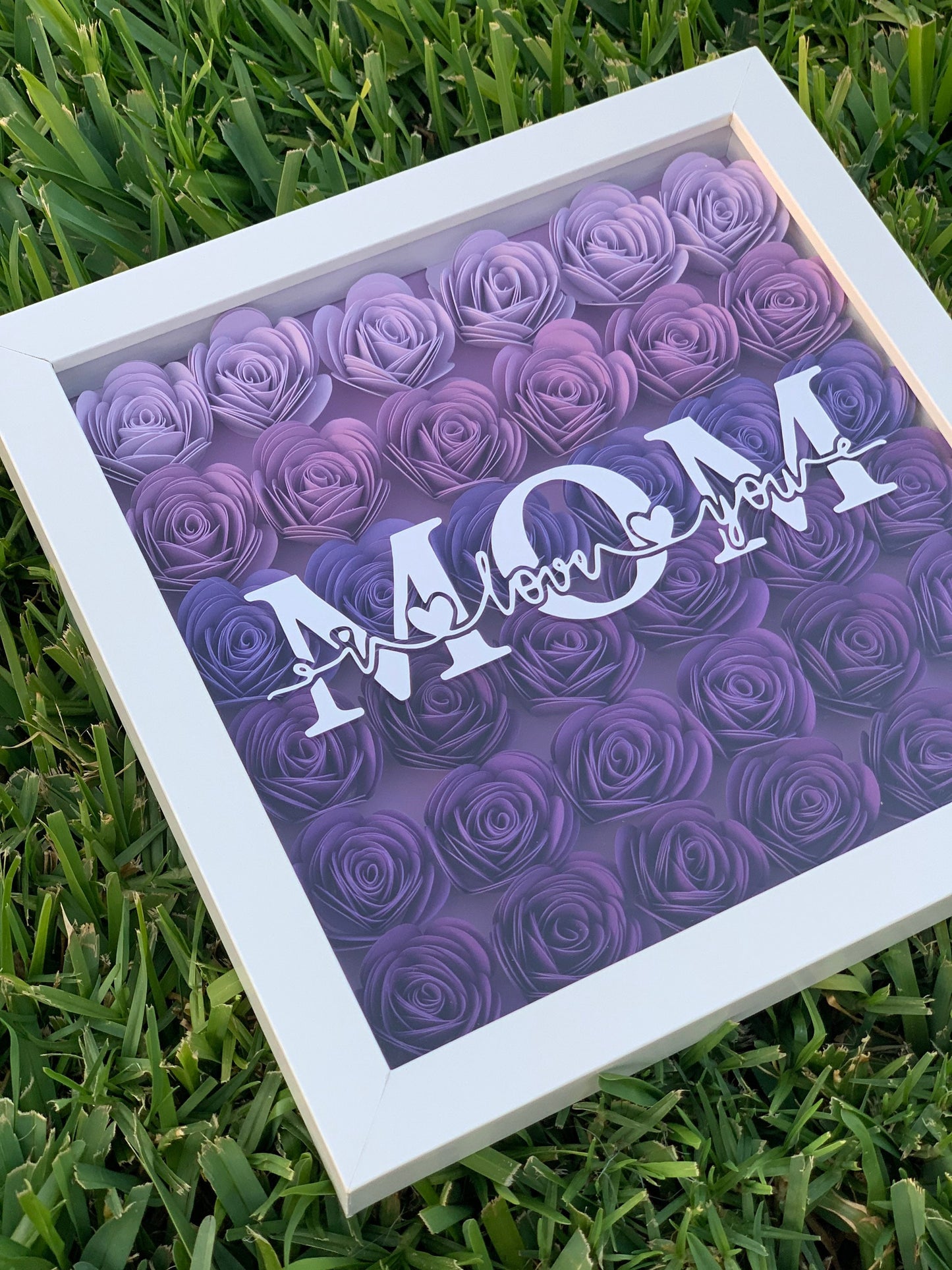 Personalized for Mom Flower Shadow Box - Unique Gift for Mom - Handcrafted Mom's Present | New Mom | Mother's Day Gifts | Gifts for Mom by Lina Loves Two, handmade in Los Angeles CA