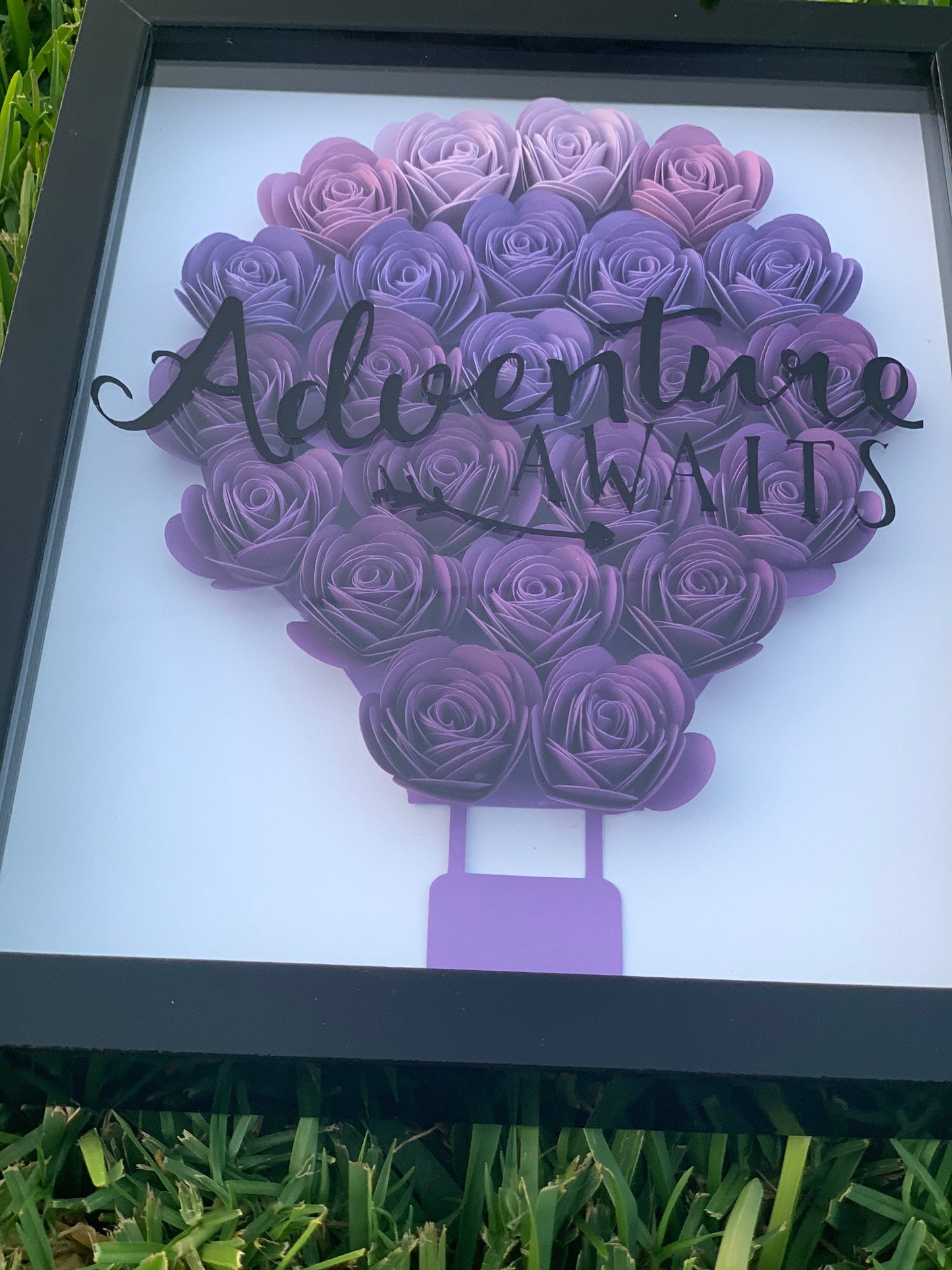 Embrace Adventure with Floral Delight: 3D Wall Decor Shadow Box adorned with Unique Paper Flowers by Lina Loves Two, handmade in Los Angeles CA