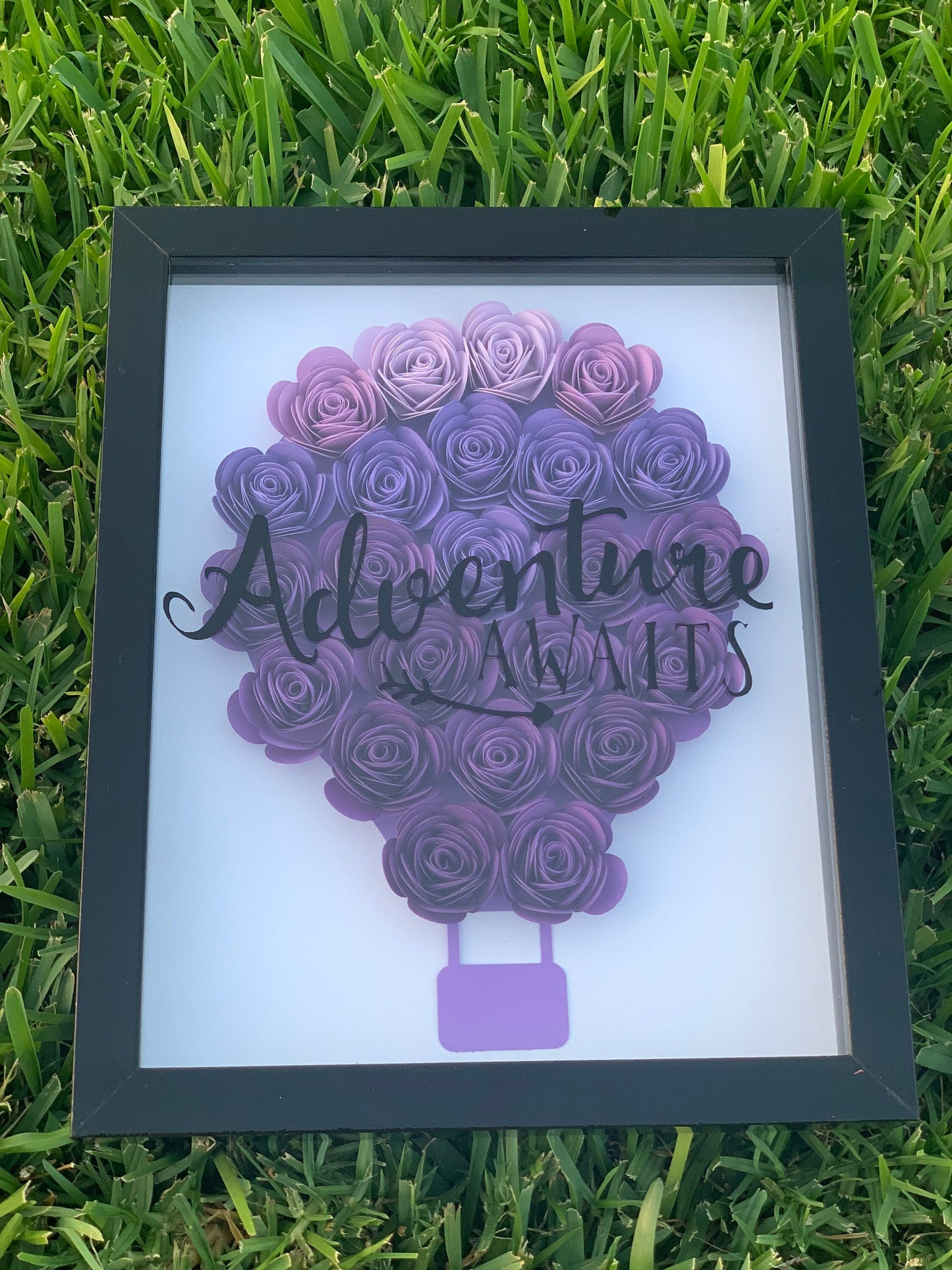 Embrace Adventure with Floral Delight: 3D Wall Decor Shadow Box adorned with Unique Paper Flowers by Lina Loves Two, handmade in Los Angeles CA