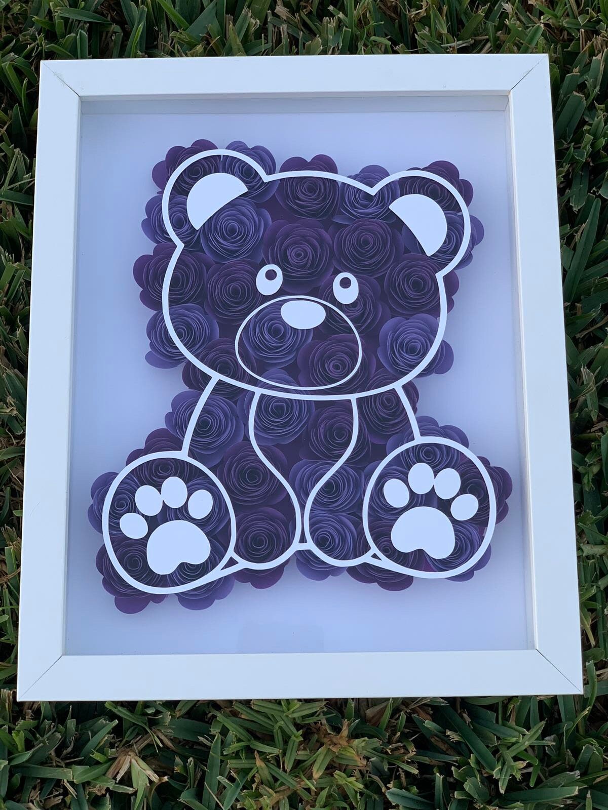 Bear Hugs in Bloom: Flower Bear Floral Shadow Box - 3D Wall Decor with Paper Flowers, Adorable Flower Shadow Box by Lina Loves Two, handmade in Los Angeles CA