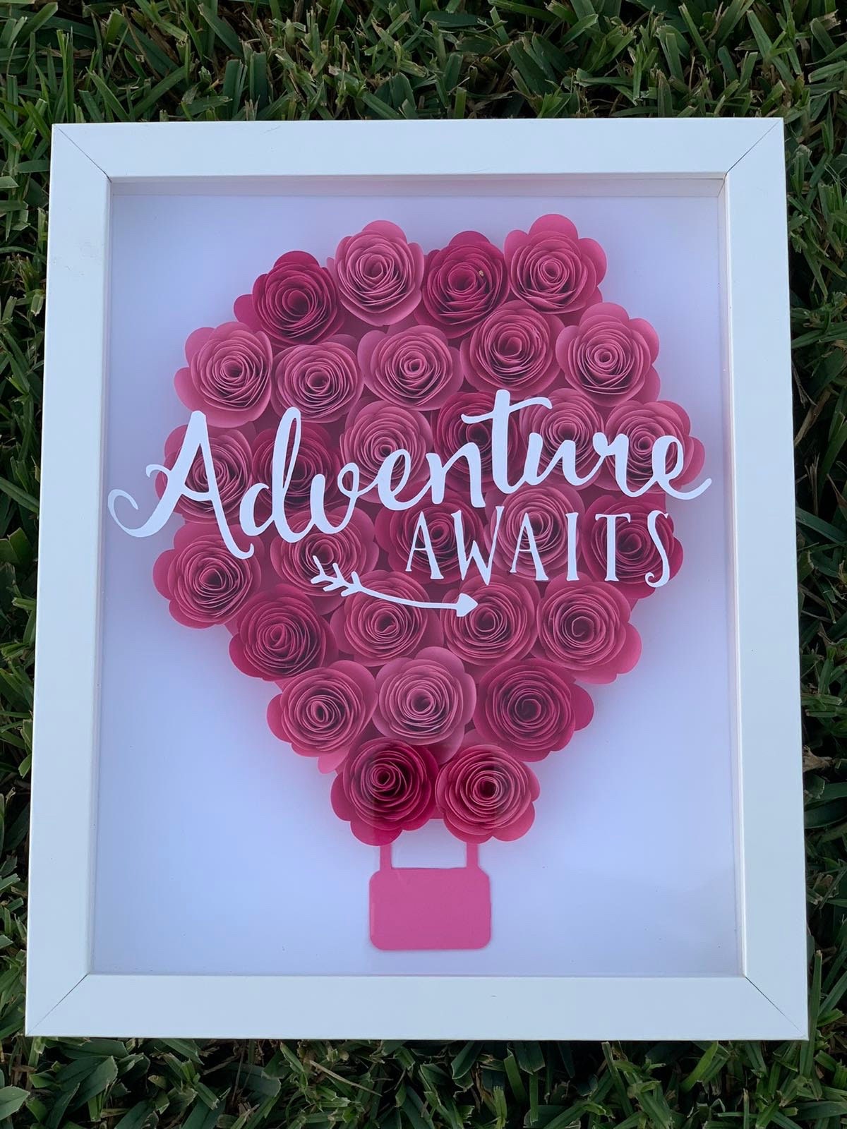 Embrace Adventure with Floral Delight: 3D Wall Decor Shadow Box adorned with Unique Paper Flowers by Lina Loves Two, handmade in Los Angeles CA
