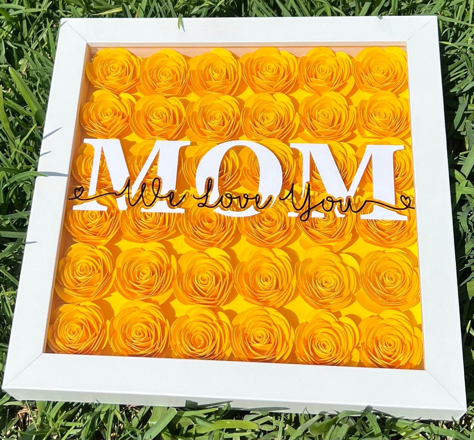 Mother's Day Blossoms: Flower Shadow Box - Personalized Mom Signs - Unique Gift for Her - Customized Mom's Gift by Lina Loves Two, handmade in Los Angeles CA