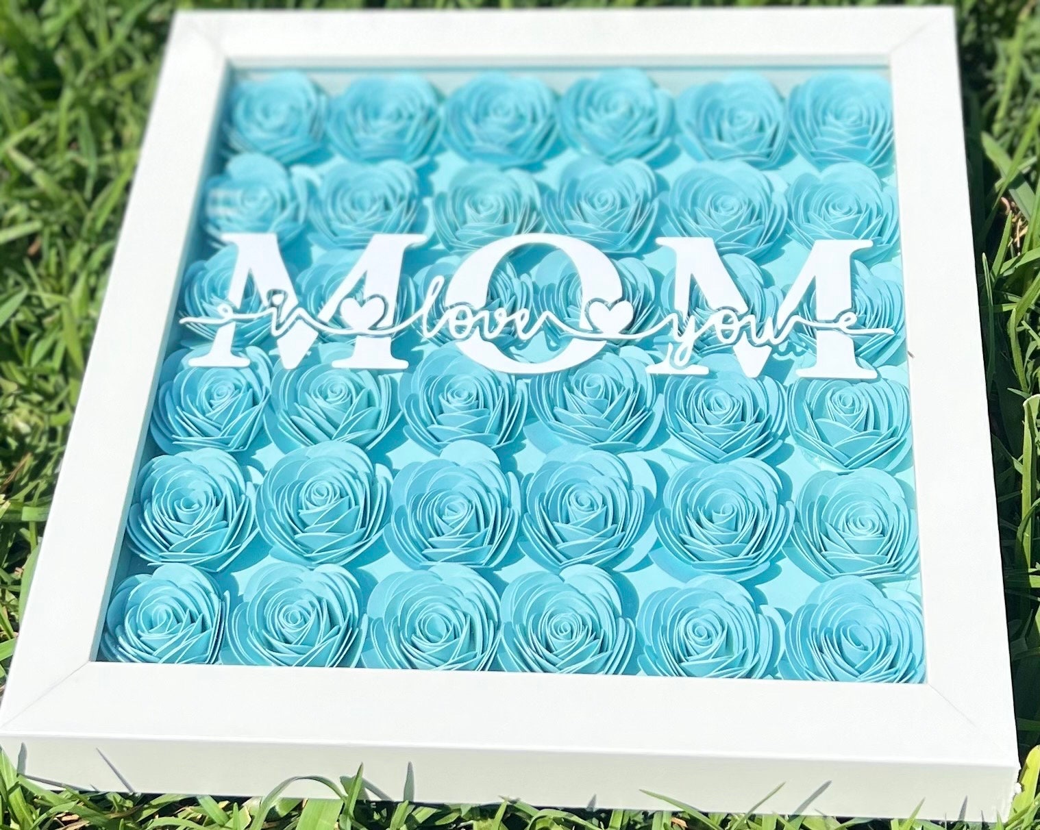 Mother's Day Blossoms: Flower Shadow Box - Personalized Mom Signs - Unique Gift for Her - Customized Mom's Gift by Lina Loves Two, handmade in Los Angeles CA