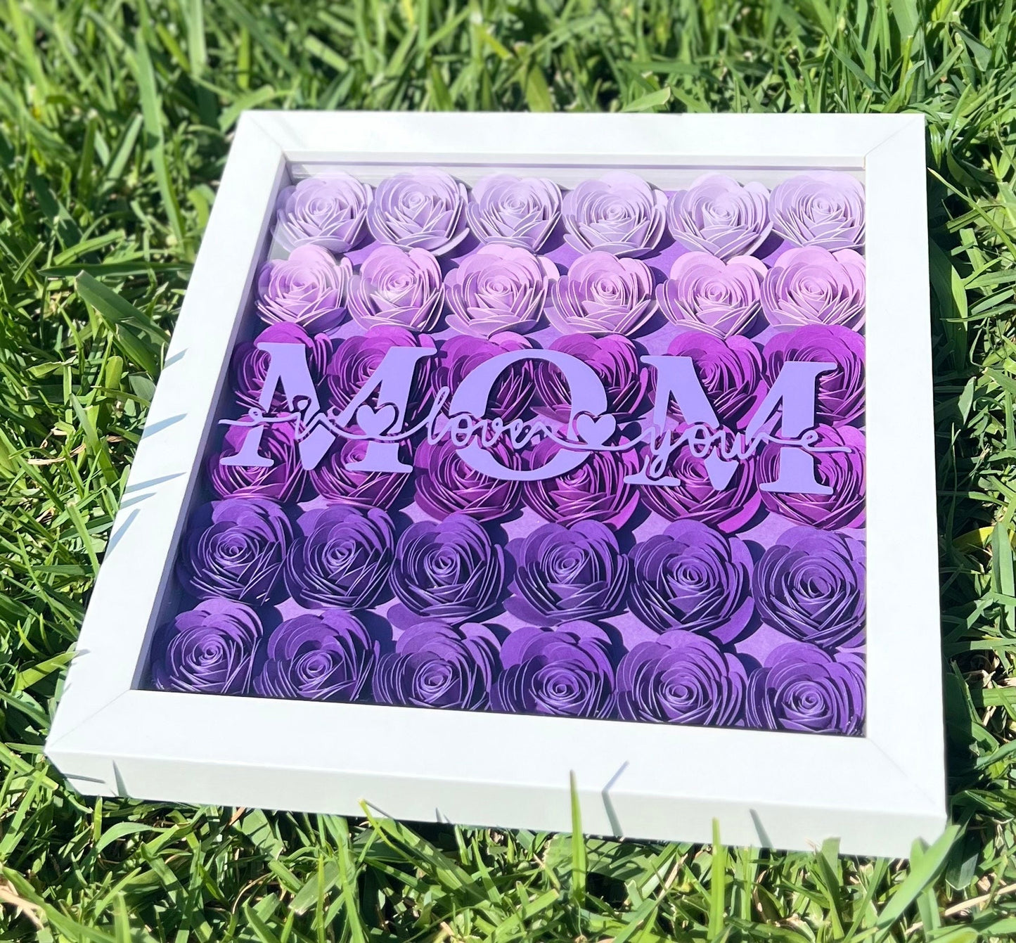 Mother's Day Blossoms: Flower Shadow Box - Personalized Mom Signs - Unique Gift for Her - Customized Mom's Gift by Lina Loves Two, handmade in Los Angeles CA