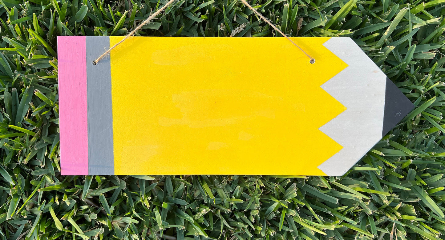 Pencil Shape Door Sign | Personalized Teacher Gifts | Unique Teacher Pencil Sign | Custom Name Door Decor by Lina Loves Two, handmade in Los Angeles CA