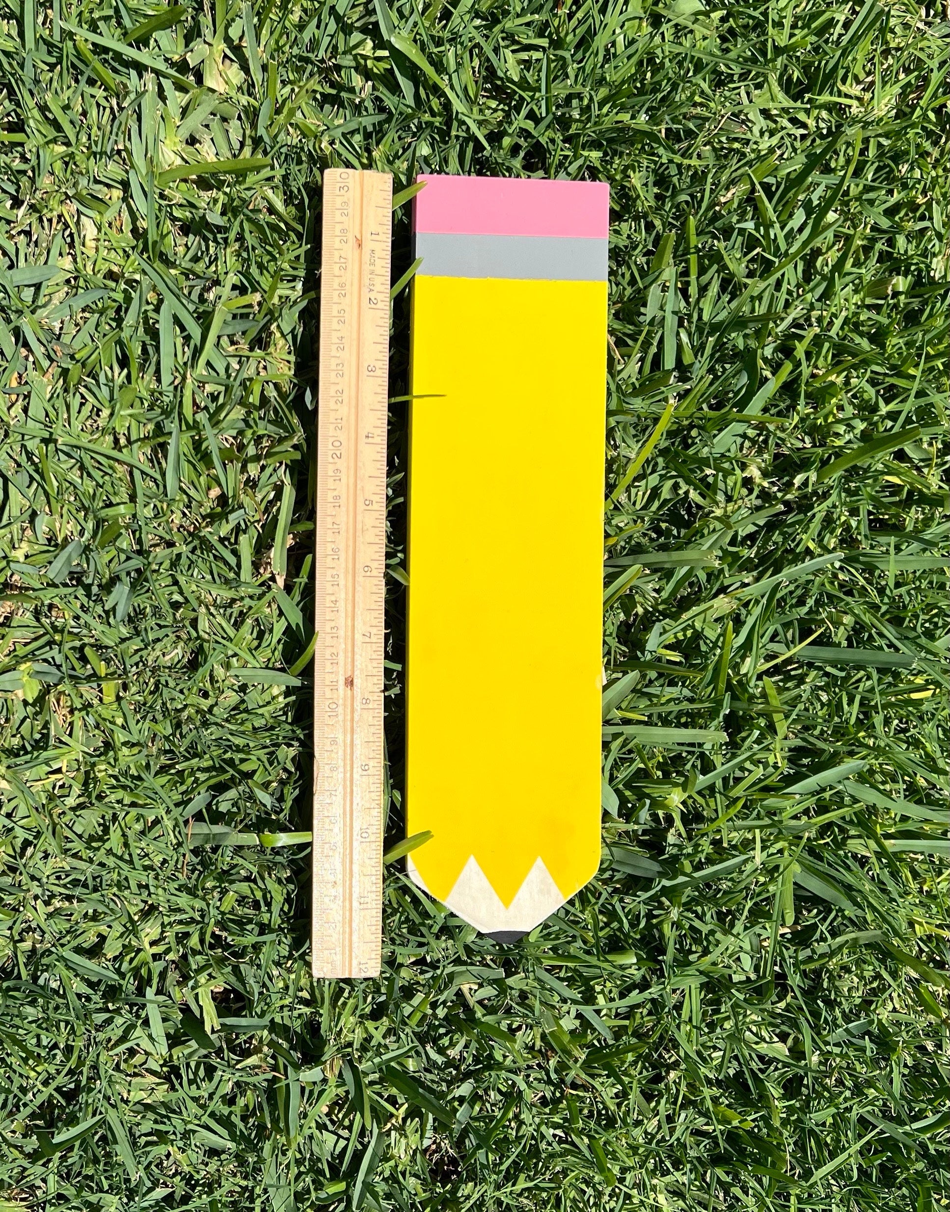 Personalized Teacher Pencil Sign: Yellow Wooden Hall Pass
