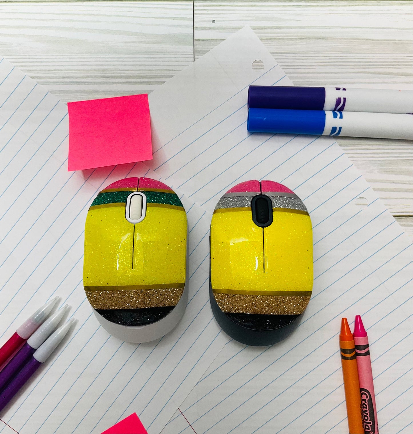 Pencil Wireless Mouse | Teacher Gifts | Yellow Pencil Glitter | Unique Wireless Mouse for Teachers