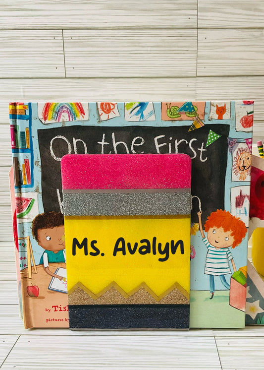 Sparkling Yellow Pencil Glitter Bookends - Perfect Teacher Gifts, Stylish Classroom Decor