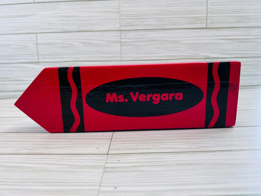 Personalized Teacher Crayon Sign: Custom Classroom Decor