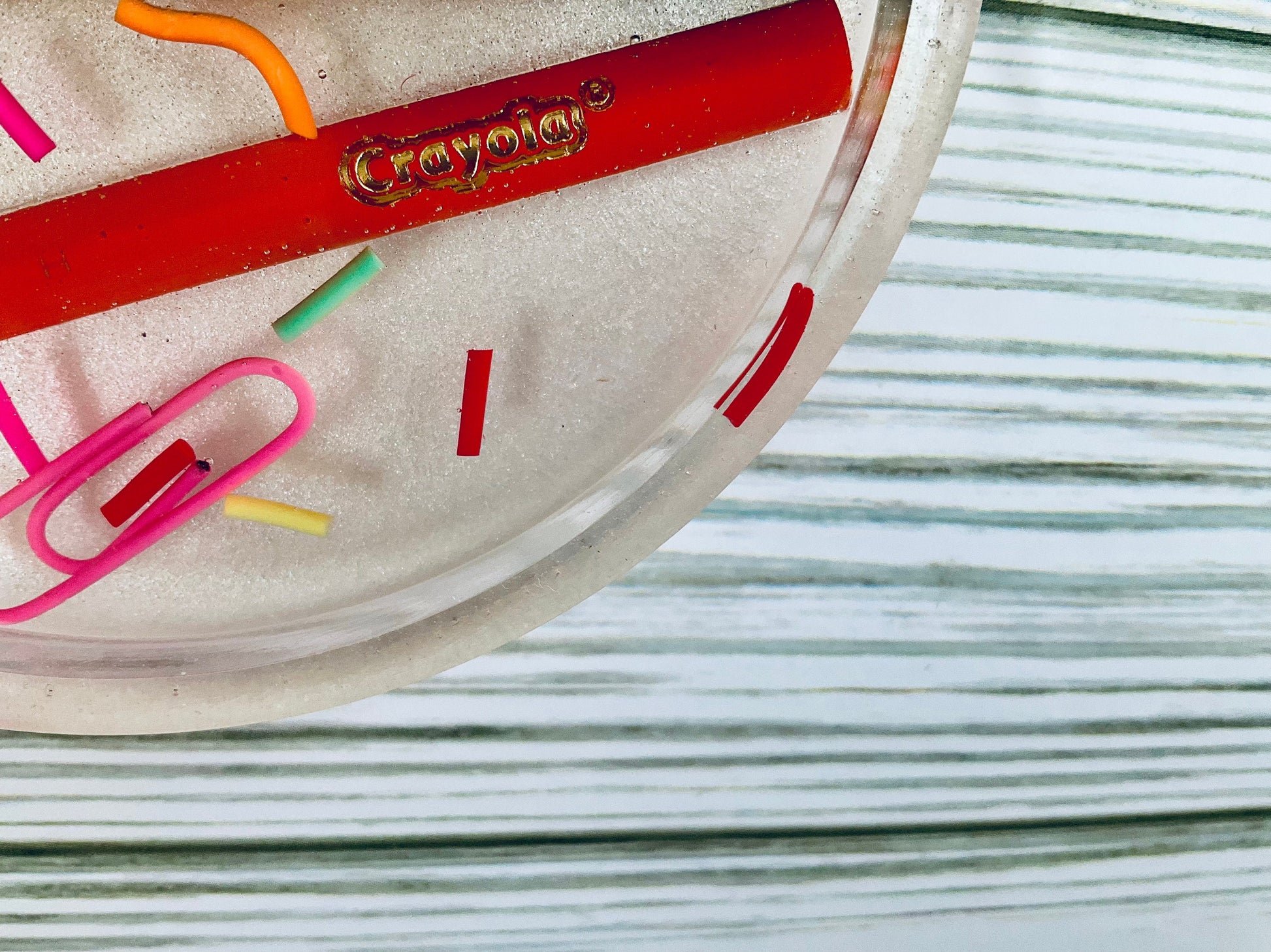Personalized Teacher Glitter Coaster: Crayon & Pencil Design