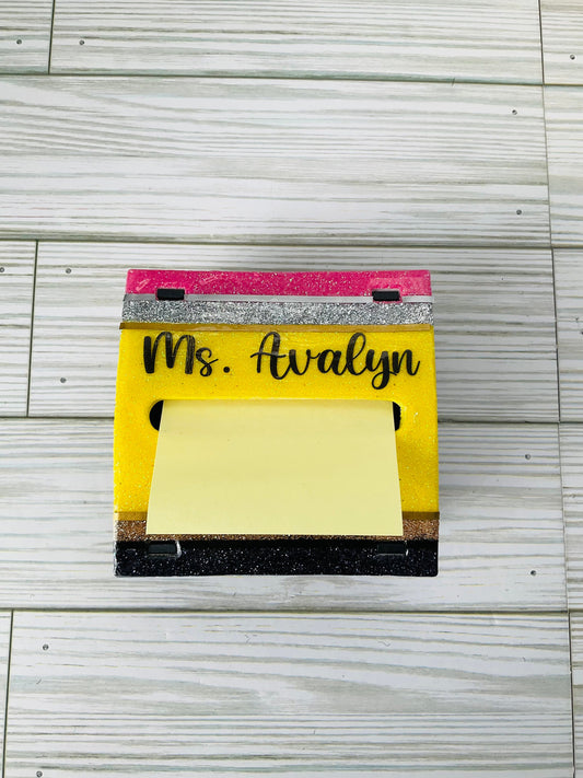 Glitter Pencil Post-It Dispenser: Unique Teacher Desk Accessory