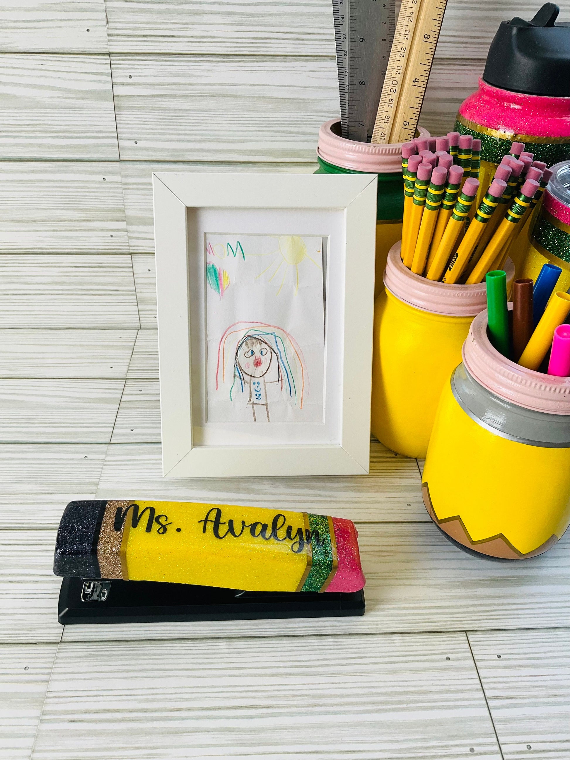 Glitter Pencil Stapler: Unique Teacher Desk Accessory