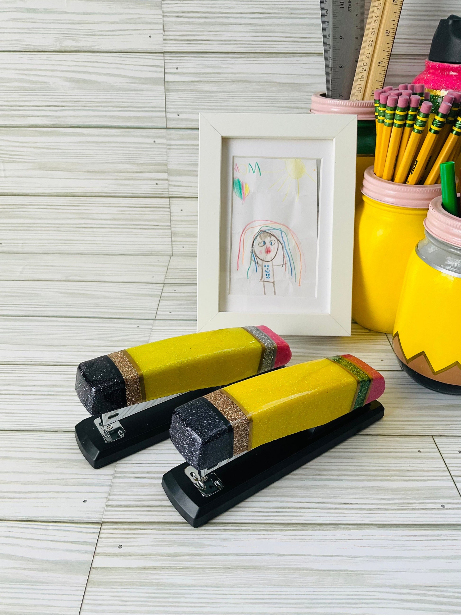 Glitter Pencil Stapler: Unique Teacher Desk Accessory