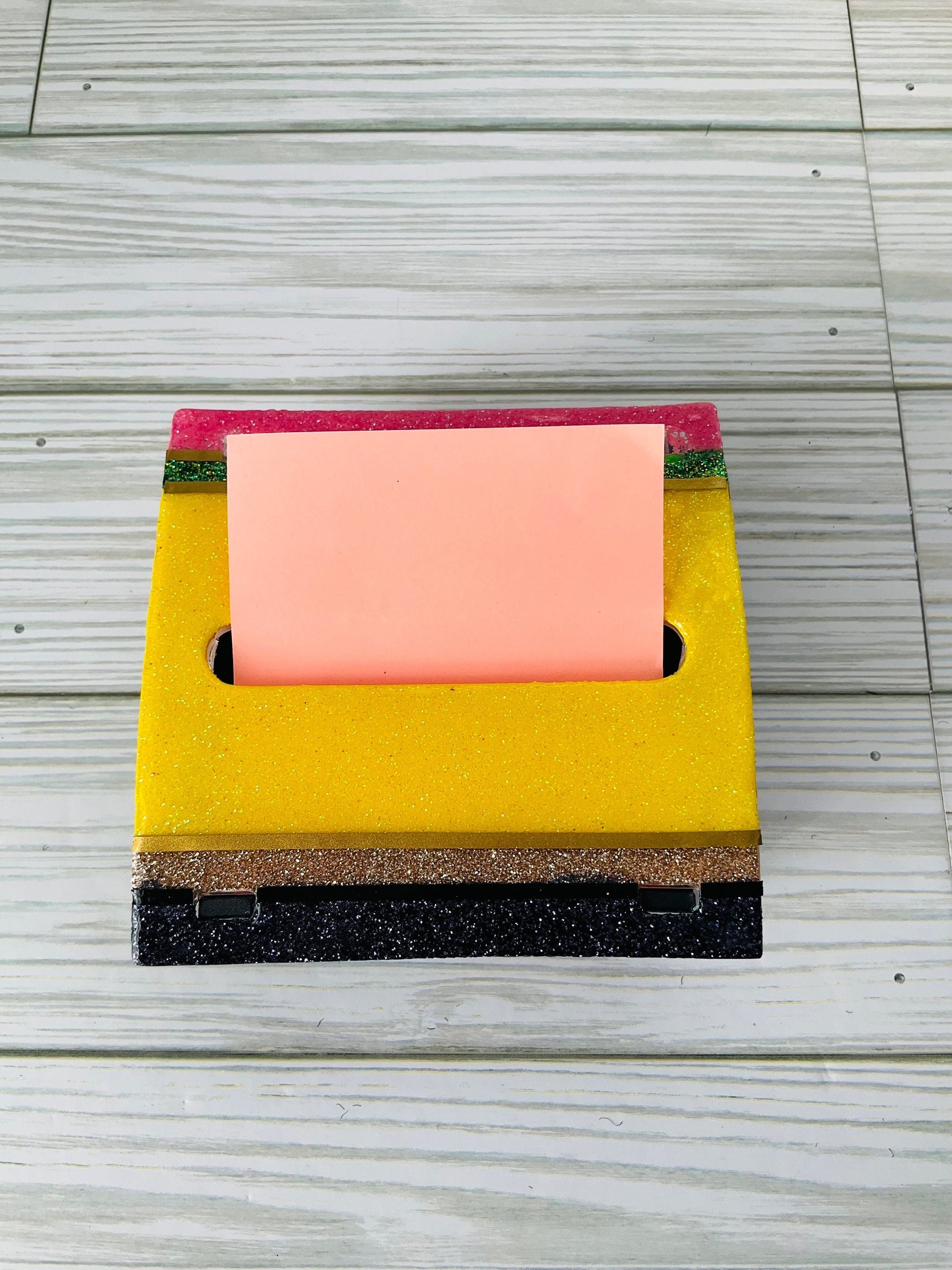 Glitter Pencil Post-It Dispenser: Unique Teacher Desk Accessory