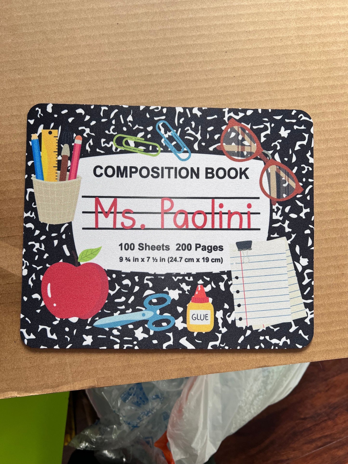 Personalized Teacher Mouse Pad: Composition Book Design