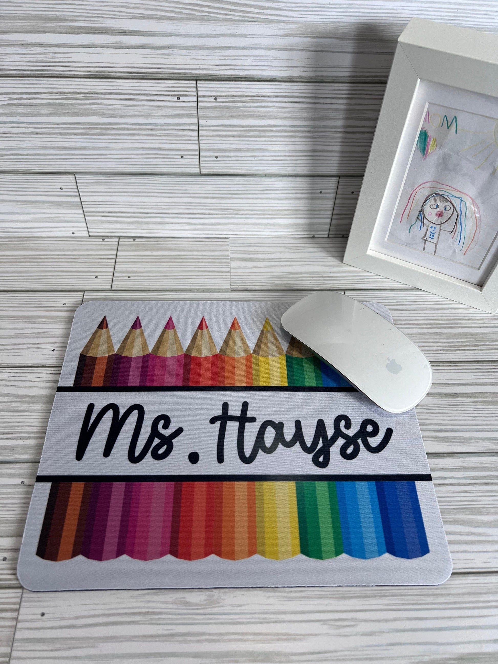 Personalized Teacher Mouse Pad: Composition Book Design by Lina Loves Two, handmade in Los Angeles CA