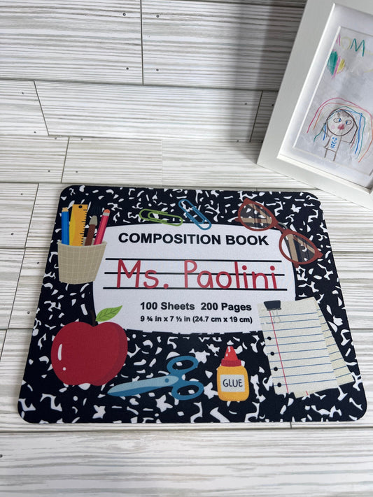 Personalized Teacher Mouse Pad: Composition Book Design